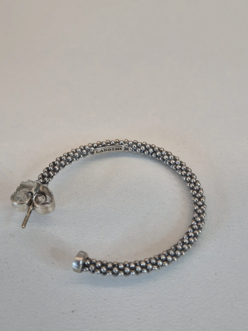 Lagos Caviar Sterling Silver Beaded Hoop Earring - Women Jewelry, Single